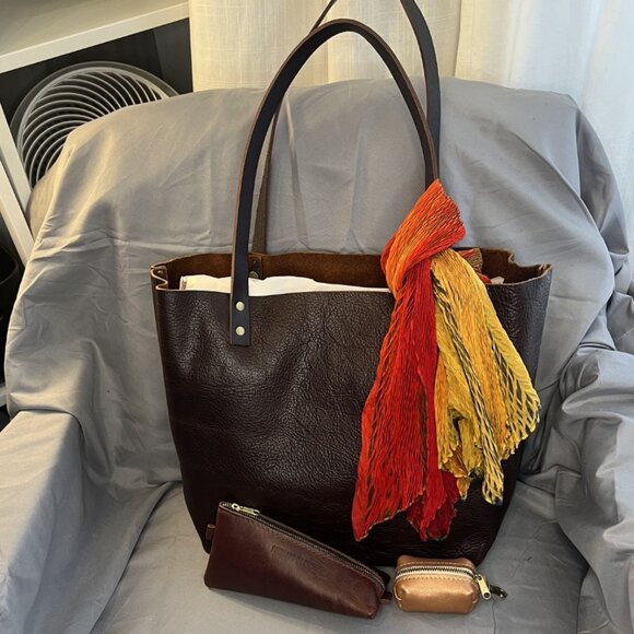 Portland Leather Handbags - Portland Leather, Cold Brew Tote Bag NWT, with Alpine Bag, Dopp Keychain, Scarf